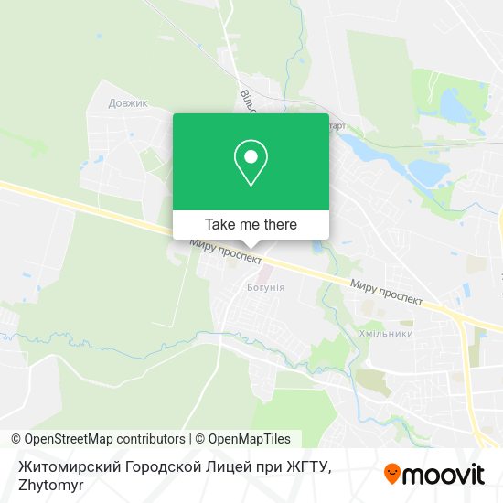 Карта Житомирский Городской Лицей при ЖГТУ