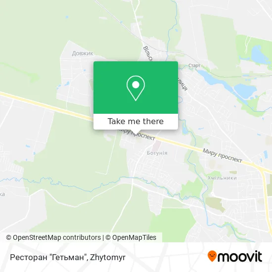 Карта Ресторан "Гетьман"