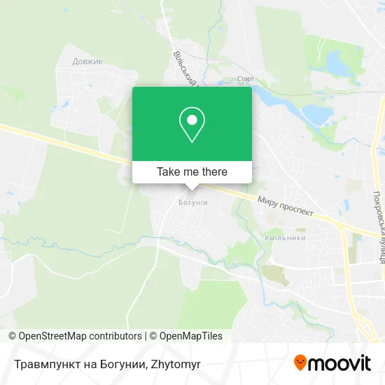 Карта Травмпункт на Богунии