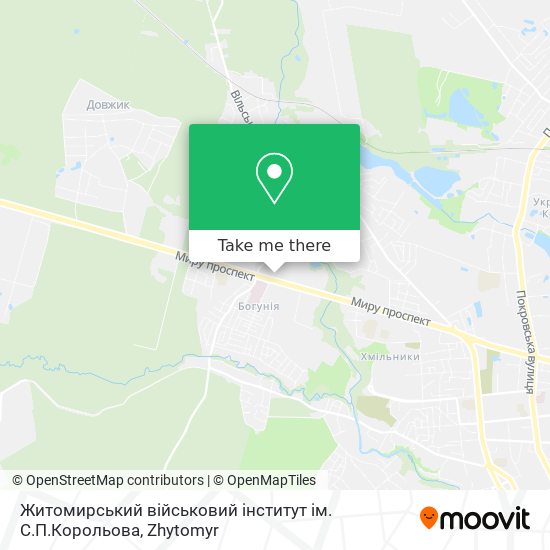 Карта Житомирський військовий інститут ім. С.П.Корольова