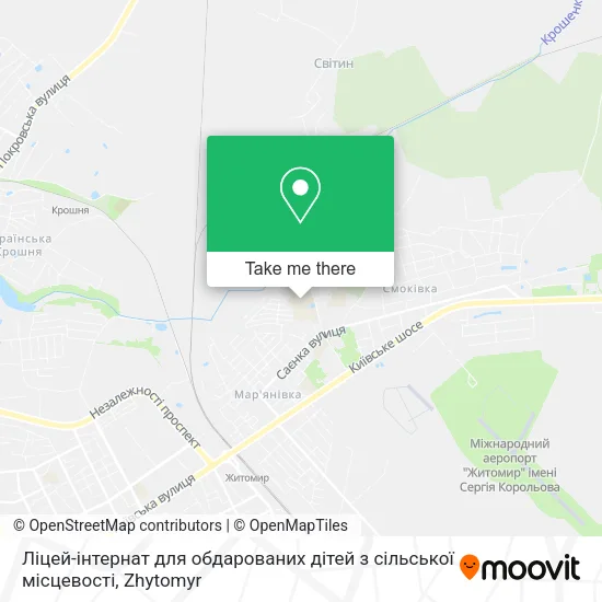 Карта Ліцей-інтернат для обдарованих дітей з сільської місцевості