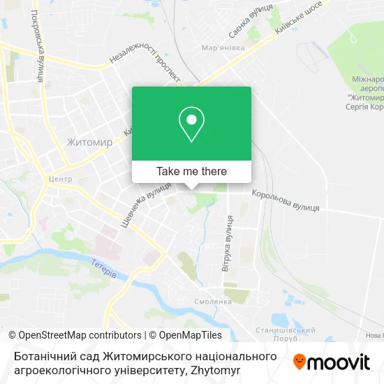 Карта Ботанічний сад Житомирського національного агроекологічного університету