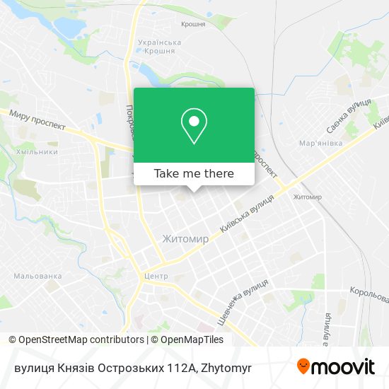 Карта вулиця Князів Острозьких 112А