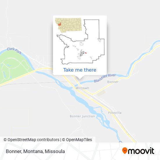 Bonner, Montana map