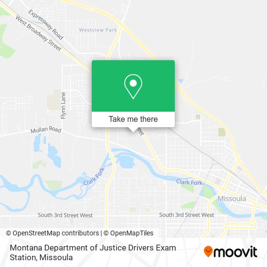 Montana Department of Justice Drivers Exam Station map