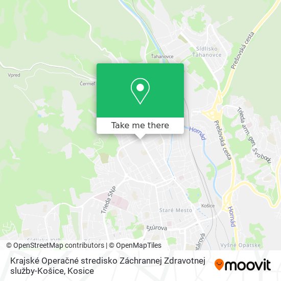 Krajské Operačné stredisko Záchrannej Zdravotnej služby-Košice map