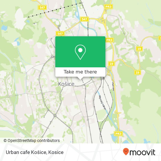 Urban cafe Košice map