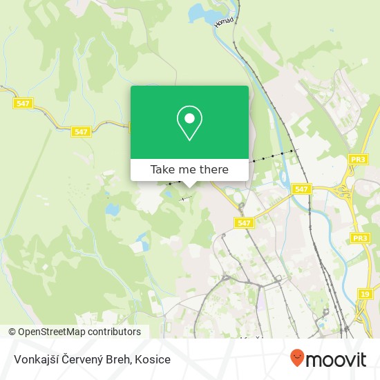 Vonkajší Červený Breh map