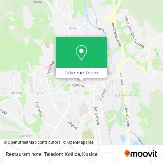 Restaurant hotel Teledom Košice map