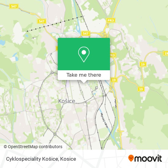 Cyklospeciality Košice map