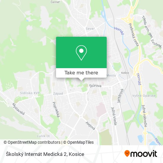 Školský Internát Medická 2 map