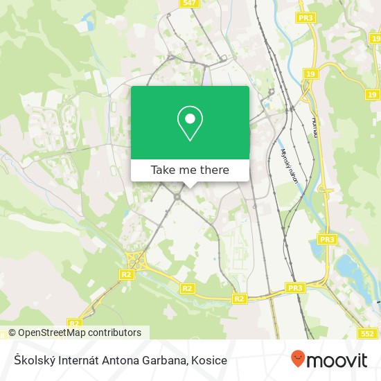 Školský Internát Antona Garbana map