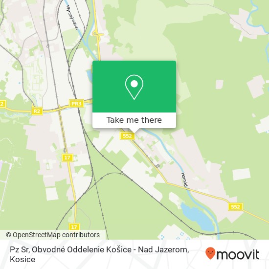 Pz Sr, Obvodné Oddelenie Košice - Nad Jazerom map