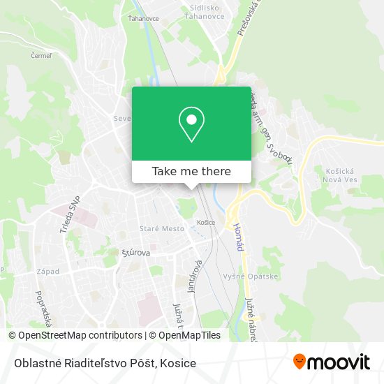 Oblastné Riaditeľstvo Pôšt map