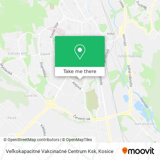 Veľkokapacitné Vakcinačné Centrum Ksk map