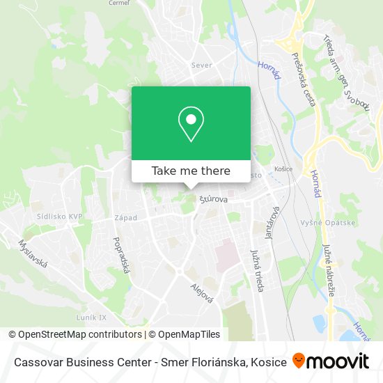 Cassovar Business Center - Smer Floriánska map