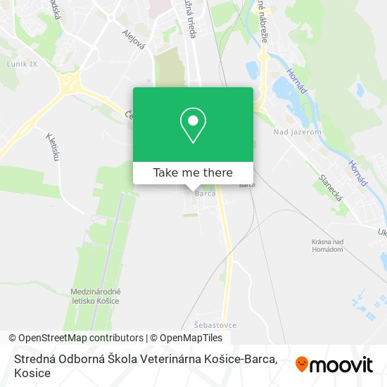 Stredná Odborná Škola Veterinárna Košice-Barca map