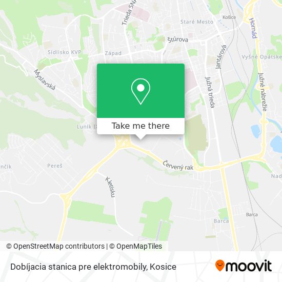 Dobíjacia stanica pre elektromobily map