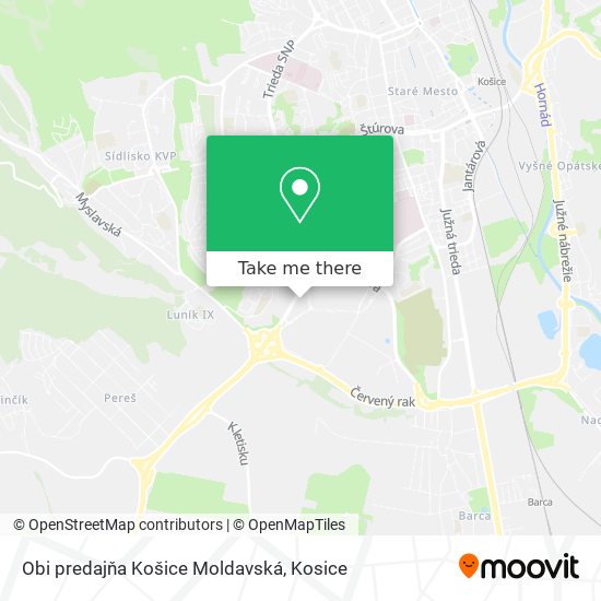 Obi predajňa Košice Moldavská map