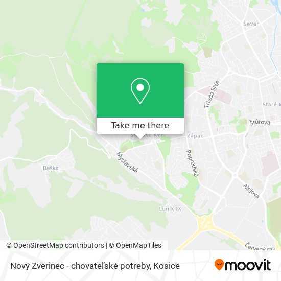 Nový Zverinec - chovateľské potreby map