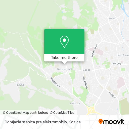 Dobíjacia stanica pre elektromobily map