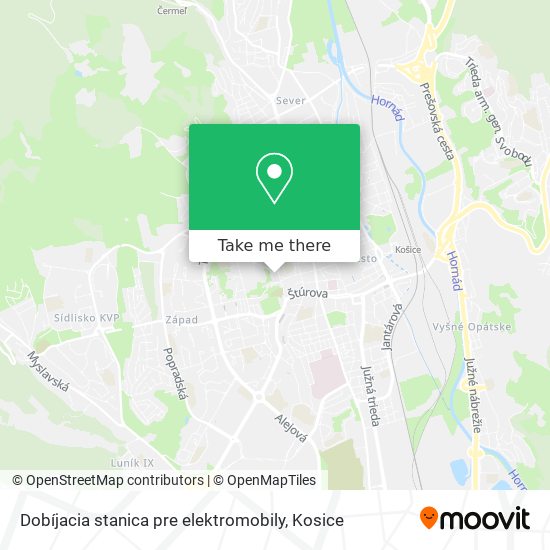 Dobíjacia stanica pre elektromobily map