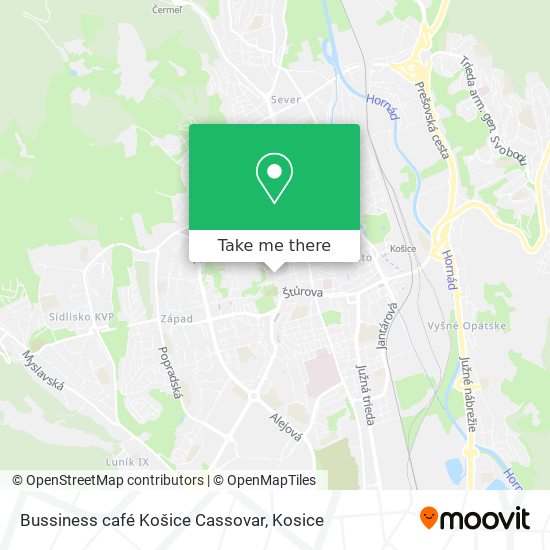 Bussiness café Košice Cassovar map