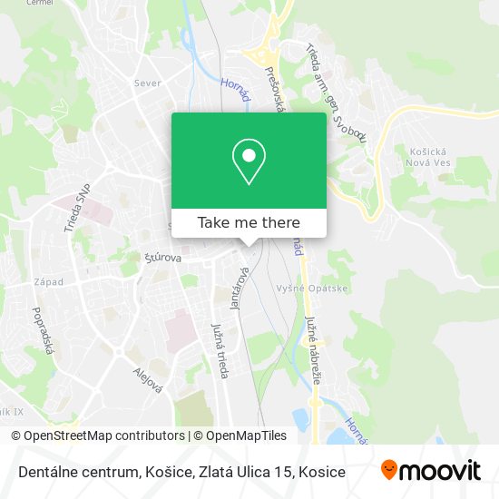 Dentálne centrum, Košice, Zlatá Ulica 15 map