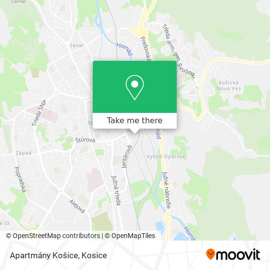 Apartmány Košice map