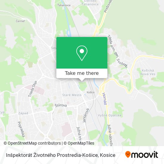 Inšpektorát Životného Prostredia-Košice map