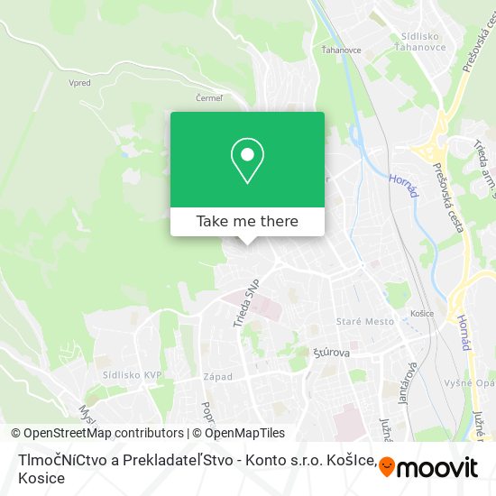 TlmočNíCtvo a PrekladateľStvo - Konto s.r.o. KošIce map