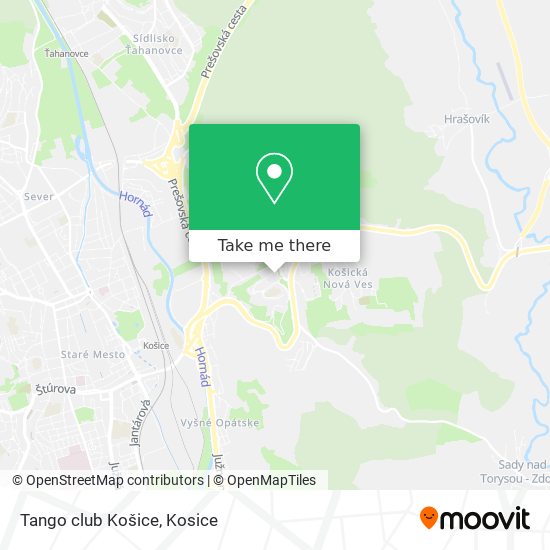 Tango club Košice map