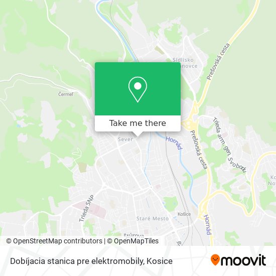 Dobíjacia stanica pre elektromobily map