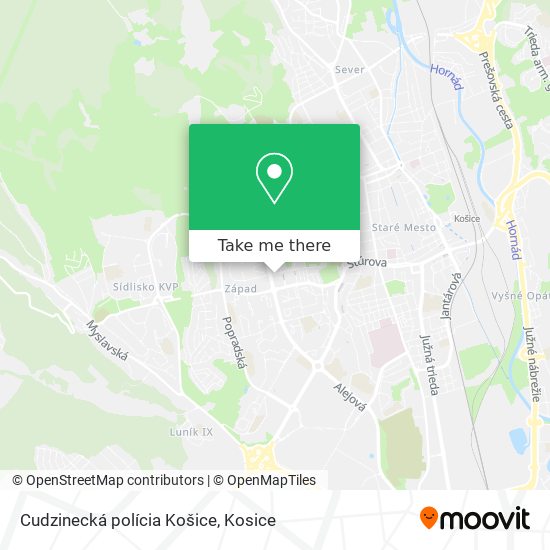 Cudzinecká polícia Košice map