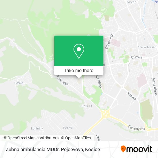 Zubna ambulancia MUDr. Pejčevová map