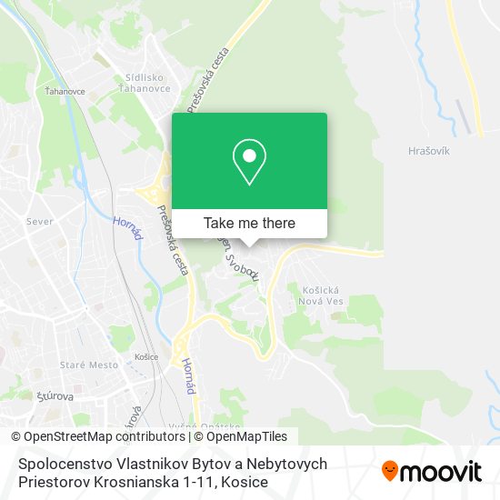 Spolocenstvo Vlastnikov Bytov a Nebytovych Priestorov Krosnianska 1-11 map