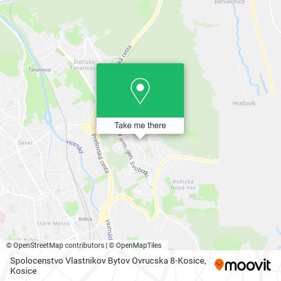 Spolocenstvo Vlastnikov Bytov Ovrucska 8-Kosice map