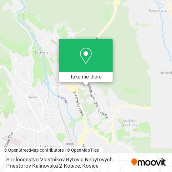 Spolocenstvo Vlastnikov Bytov a Nebytovych Priestorov Kalinovska 2-Kosice map