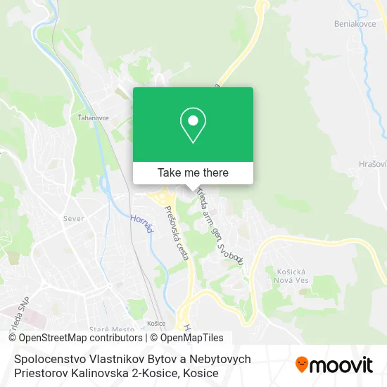 Spolocenstvo Vlastnikov Bytov a Nebytovych Priestorov Kalinovska 2-Kosice map