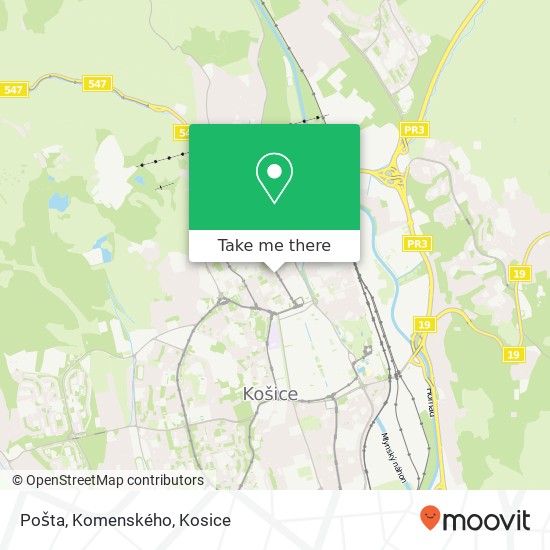 Pošta, Komenského map