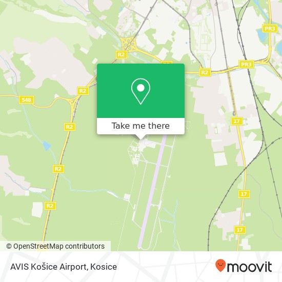 AVIS Košice Airport map