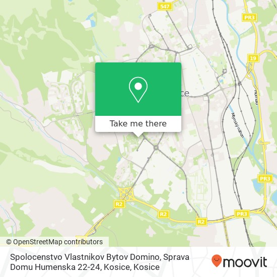 Spolocenstvo Vlastnikov Bytov Domino, Sprava Domu Humenska 22-24, Kosice map