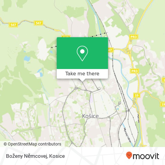 Boženy Němcovej map