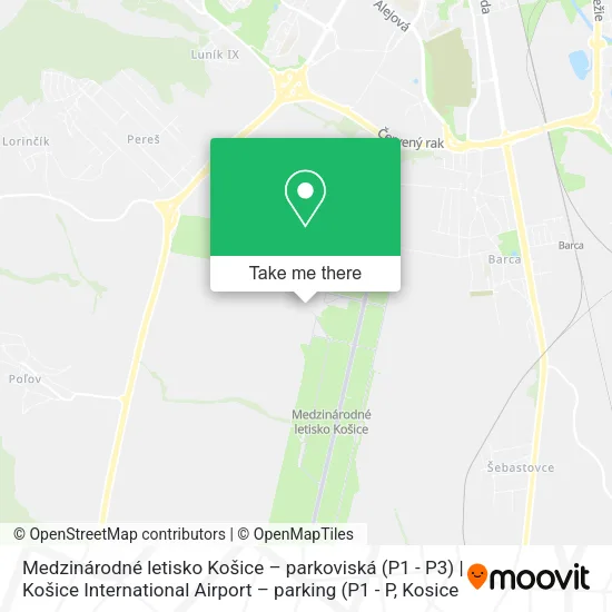 Medzinárodné letisko Košice – parkoviská (P1 - P3) | Košice International Airport – parking (P1 - P map