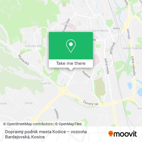 Dopravný podnik mesta Košice – vozovňa Bardejovská map