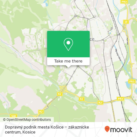 Dopravný podnik mesta Košice – zákaznícke centrum map