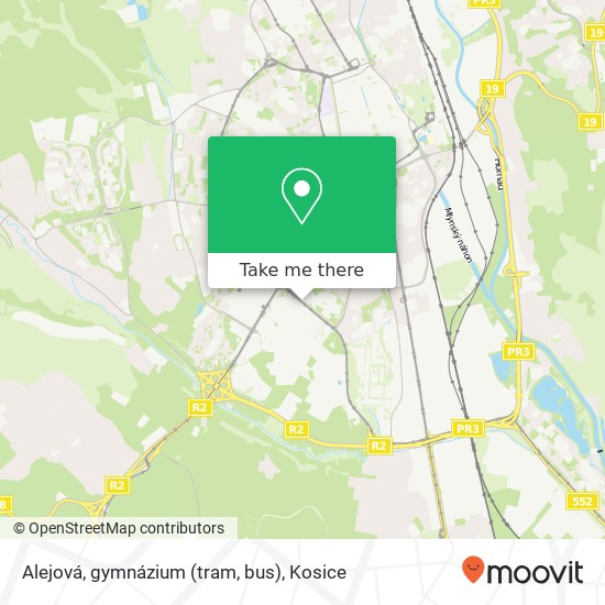 Alejová, gymnázium (tram, bus) map