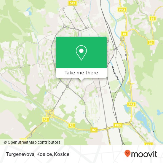 Turgenevova, Kosice map
