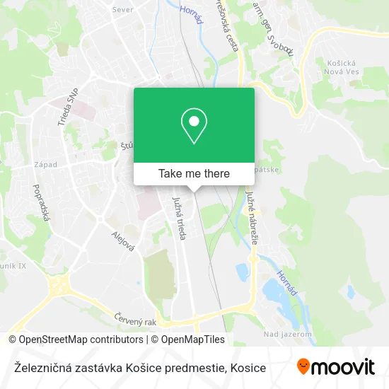 Železničná zastávka Košice predmestie map