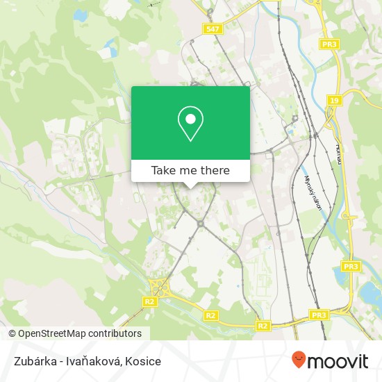 Zubárka - Ivaňaková map